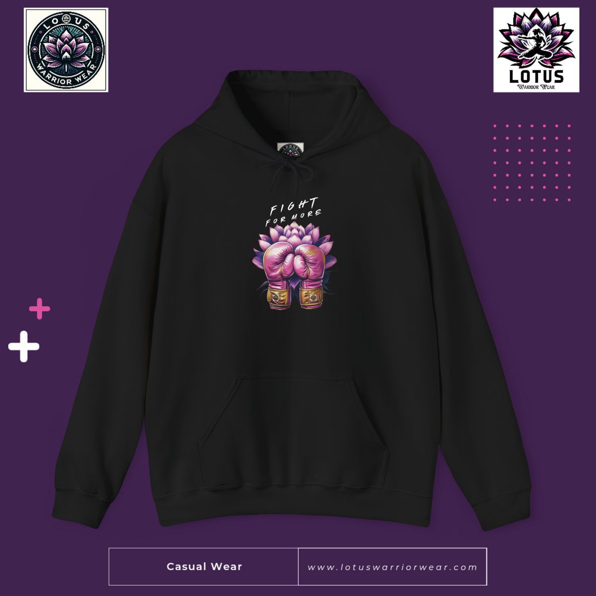 Fight Like a Lotus Hoodie — Floral Boxing Gloves Motivational Sweatshirt