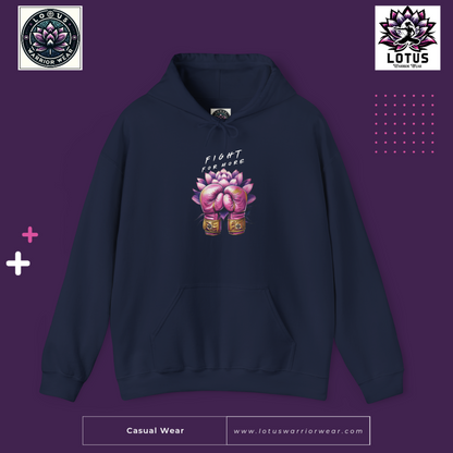 Fight Like a Lotus Hoodie — Floral Boxing Gloves Motivational Sweatshirt