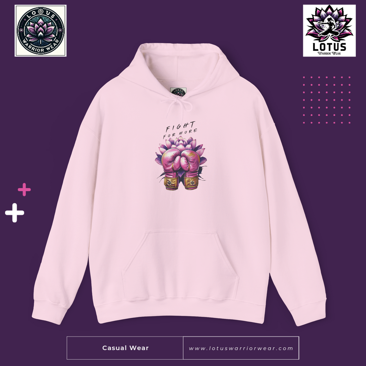 Fight Like a Lotus Hoodie — Floral Boxing Gloves Motivational Sweatshirt