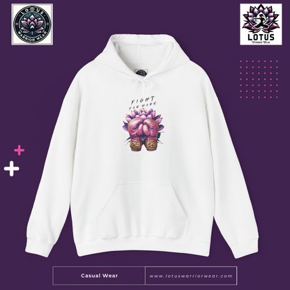 Fight Like a Lotus Hoodie — Floral Boxing Gloves Motivational Sweatshirt