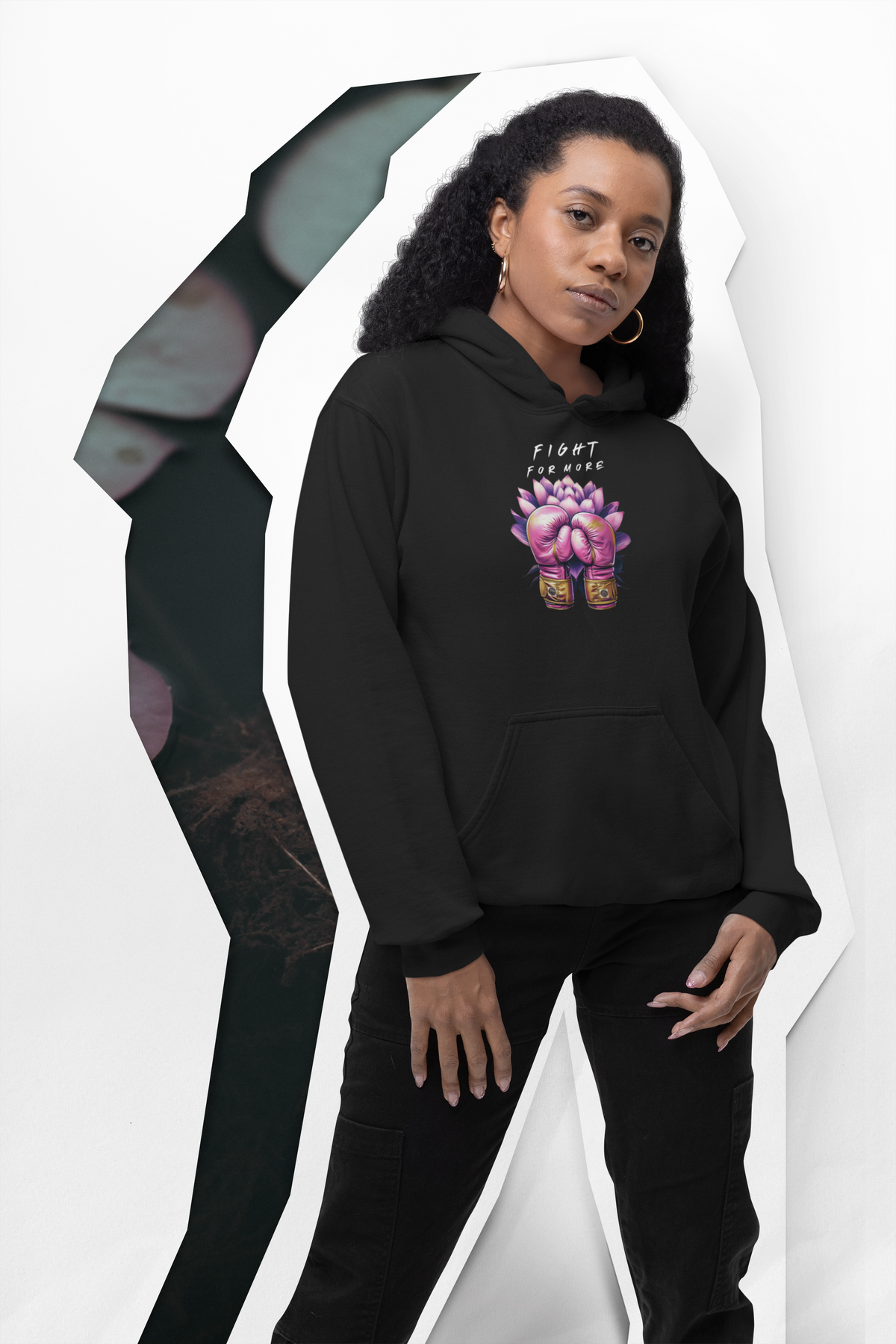 Fight Like a Lotus Hoodie — Floral Boxing Gloves Motivational Sweatshirt